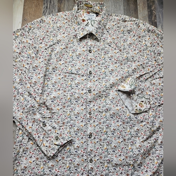 Portomar Slim Fit XXL Men's Button Down Micro Butterfly Print Flip Cuffs - Picture 2 of 8